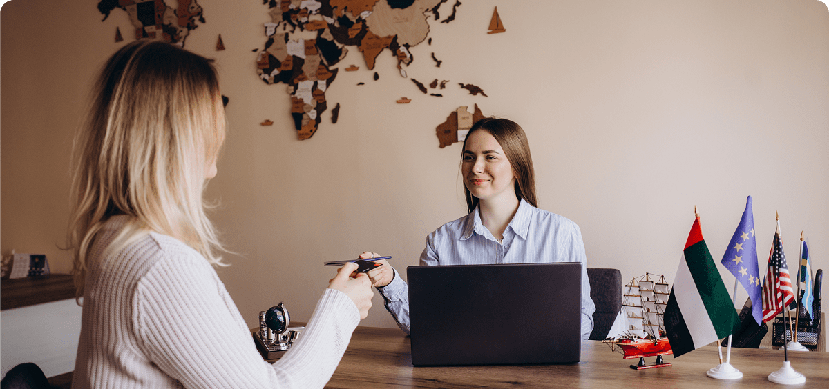Two women meeting in an office