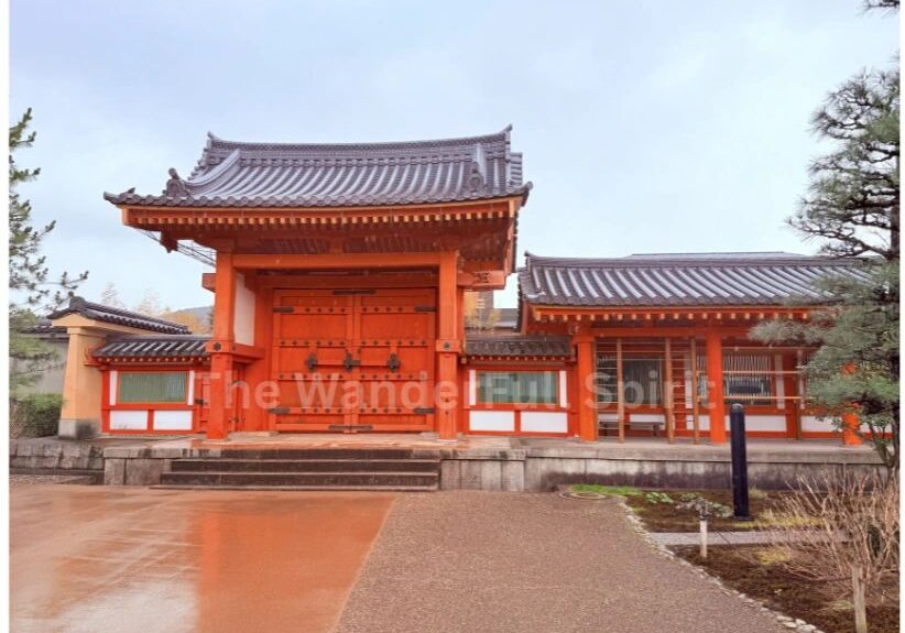 Vibrant red temple entrance
